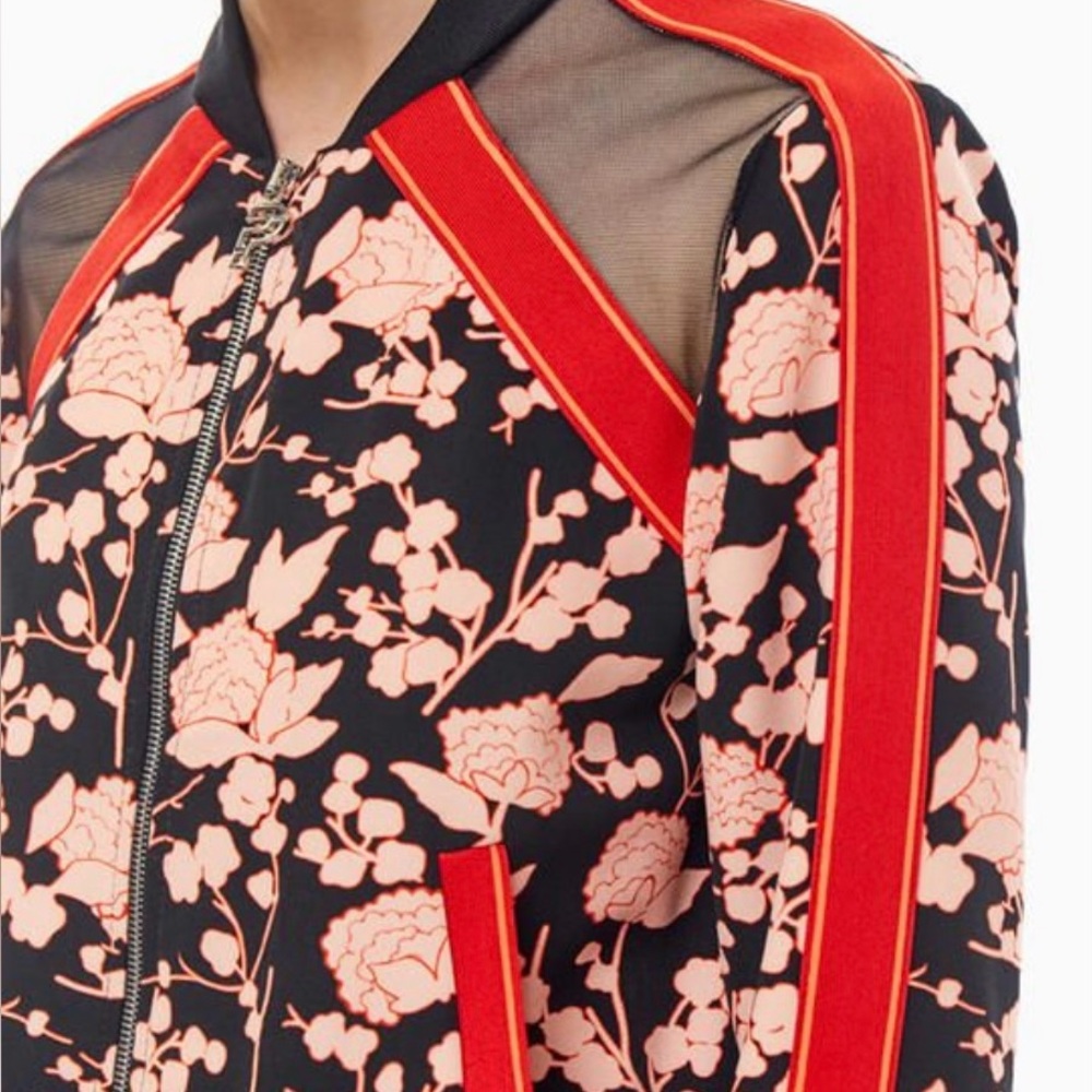 Pinko Black and Red Floral Bomber Jacket Sz 10